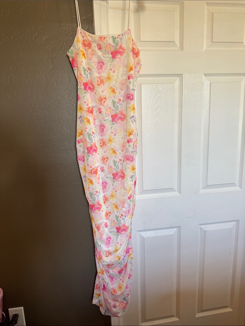 VILA Floral Slip Dress in Pink, Yellow & Green